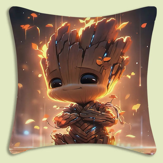 Housse de Coussin Baby Groot - Bras Croisés Feuilles Lumineuses