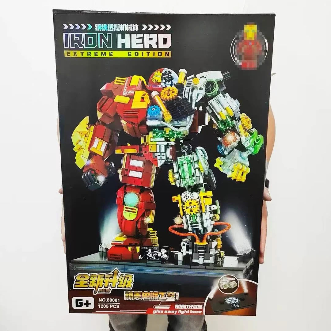Set Building Blocks Iron Hero Mecha - Édition Extrême Coupe Transparente