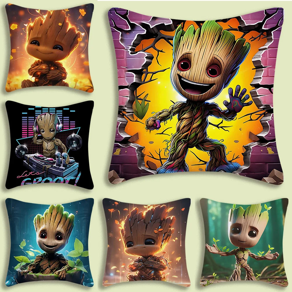 Housse de Coussin Baby Groot - Lucioles Fleurs Dorées Doux