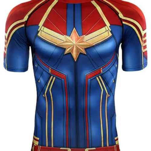 Maillot Compression Captain Marvel - Etoile Doree