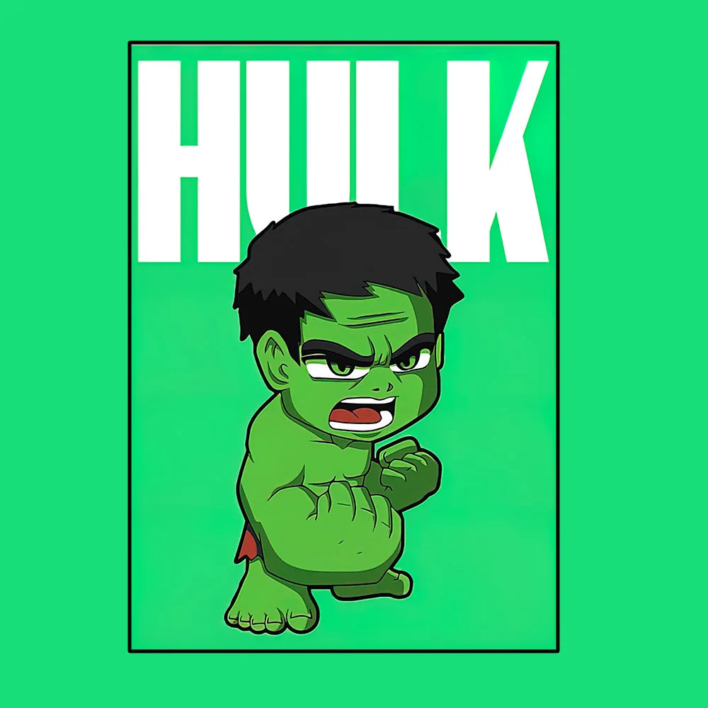Poster Avengers Hulk - Style Chibi Fond Vert