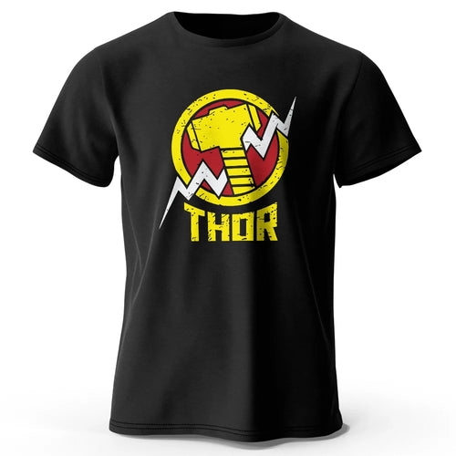 T-Shirt Thor - Logo Marteau Éclair Vintage Noir