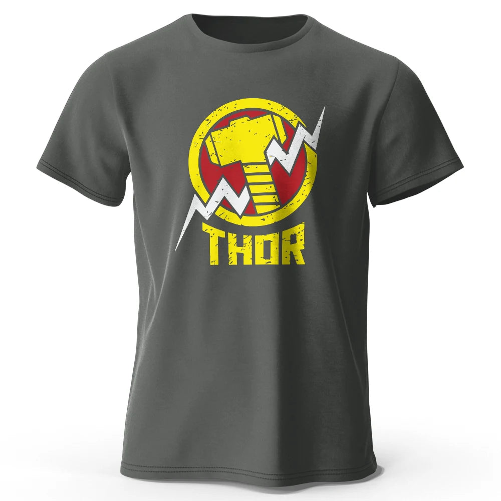 T-Shirt Thor - Logo Marteau Éclair Vintage Noir