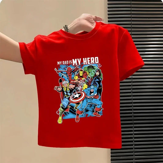 T-Shirt Enfant Avengers My Dad Is My Hero - Rouge