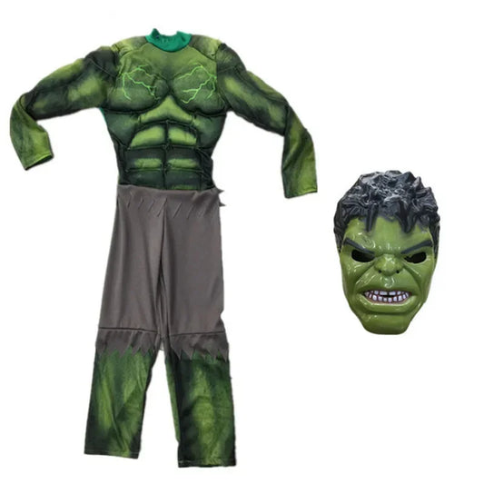 Déguisement Hulk Enfant - Combinaison Musclée Verte avec Masque