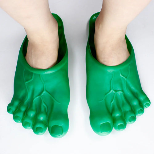 Chaussons Pieds Géants Hulk - Sandales Vertes Fun