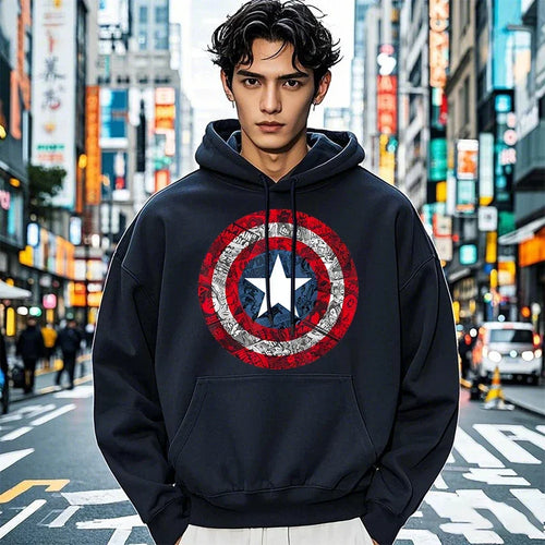 Sweat à Capuche Captain America - Bouclier Effet Comic