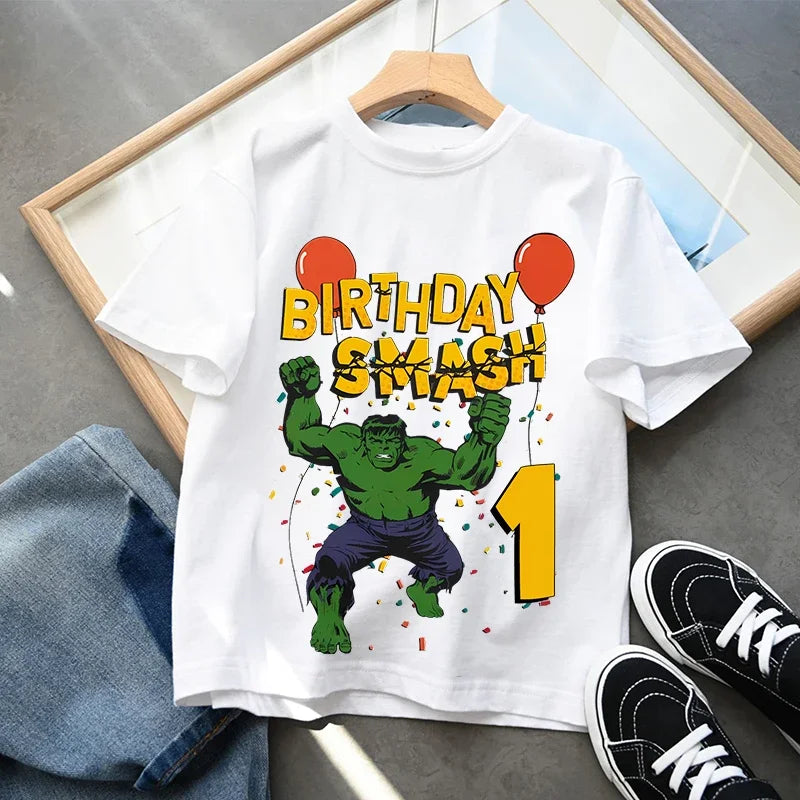 T-Shirt Anniversaire Hulk - Smash avec Chiffre Enfant