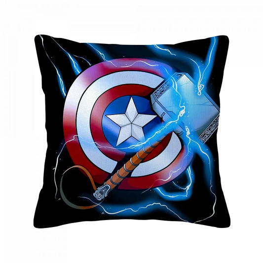 Housse de Coussin Avengers Groupe - Bouclier et Mjolnir Croisés