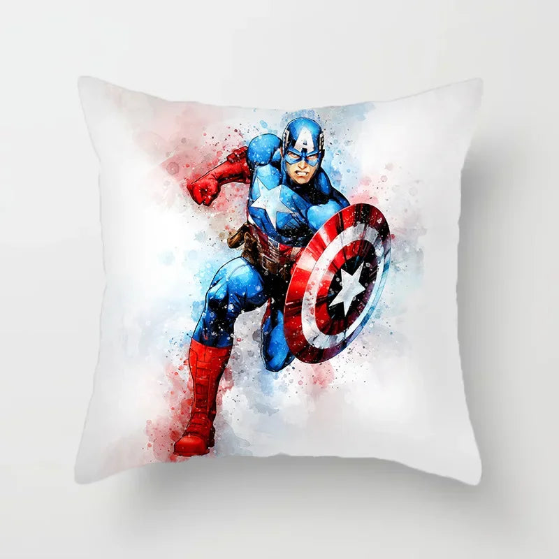 Housse de Coussin Captain America - Aquarelle Course Héroïque