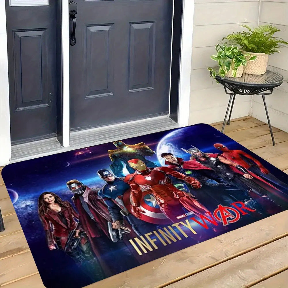 Tapis Marvel Avengers Infinity War - Design Silhouettes Bleu Nuit