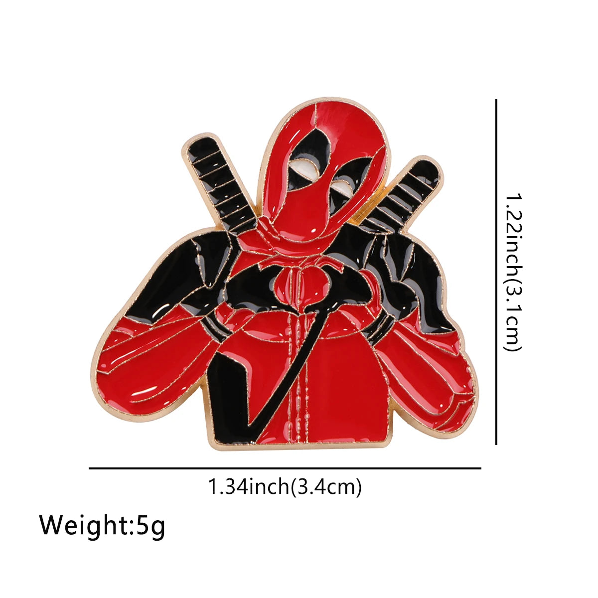 Badge Métal Deadpool Cœur - Broche Épées Croisées