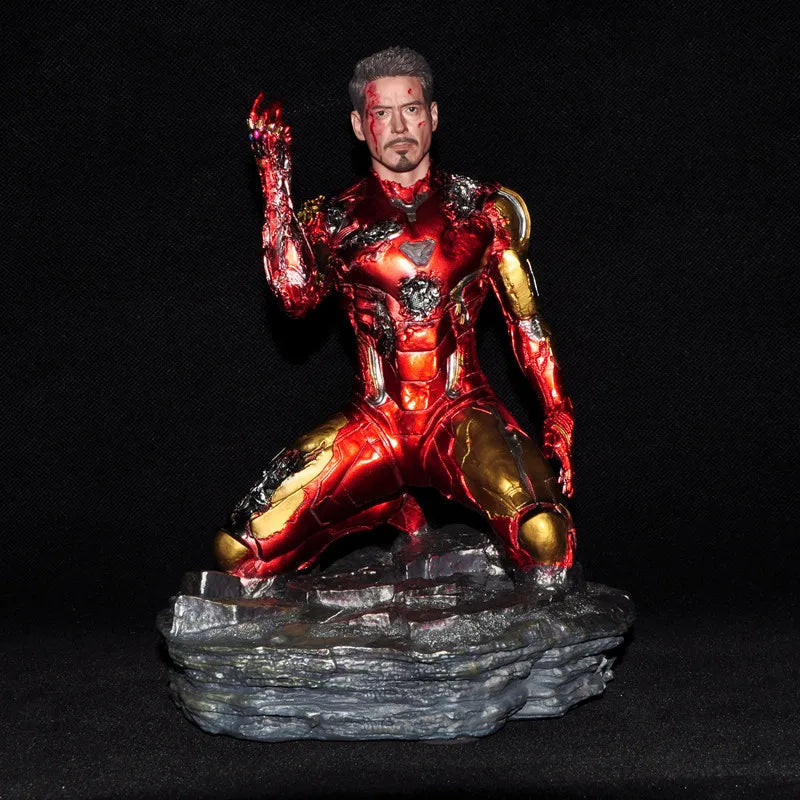 Figurine Iron Man - Statue Résine MK85 Endommagée Pose Agenouillée