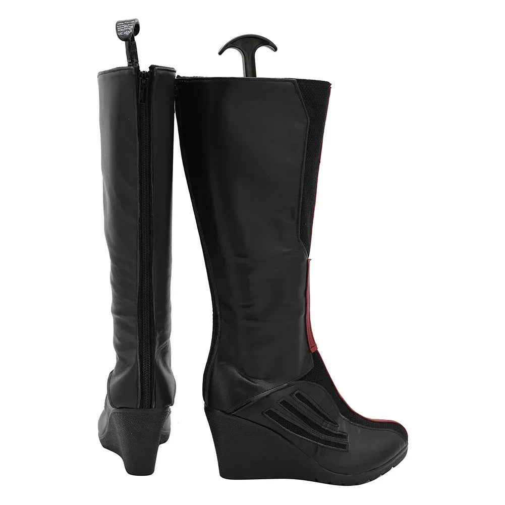 Bottes Scarlet Witch - Cuir Noir et Rouge Talon Compensé (Homme)