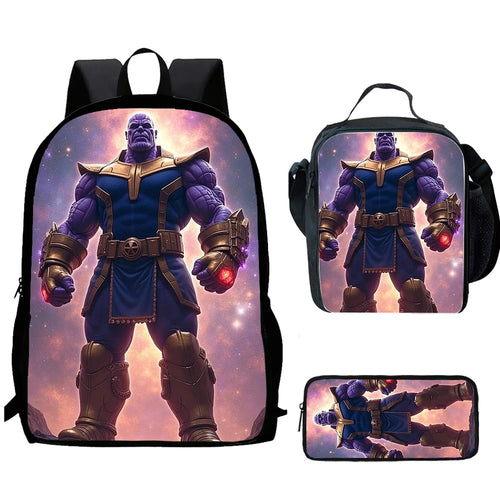 Sac à Dos Thanos Cosmique 3 Pièces - Galaxie Rouge Set École Enfant