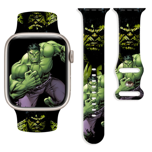 Bracelet Apple Watch Hulk - Poing Serré Fond Noir Bash