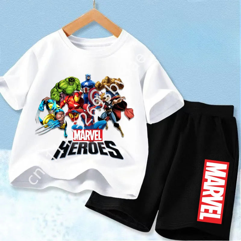 T-Shirt Avengers Marvel Heroes Enfant - Ensemble Blanc Groupe Édition 2