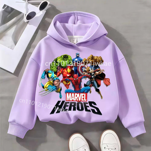 Sweat Capuche Enfant Marvel Heroes Groupe - Lilas