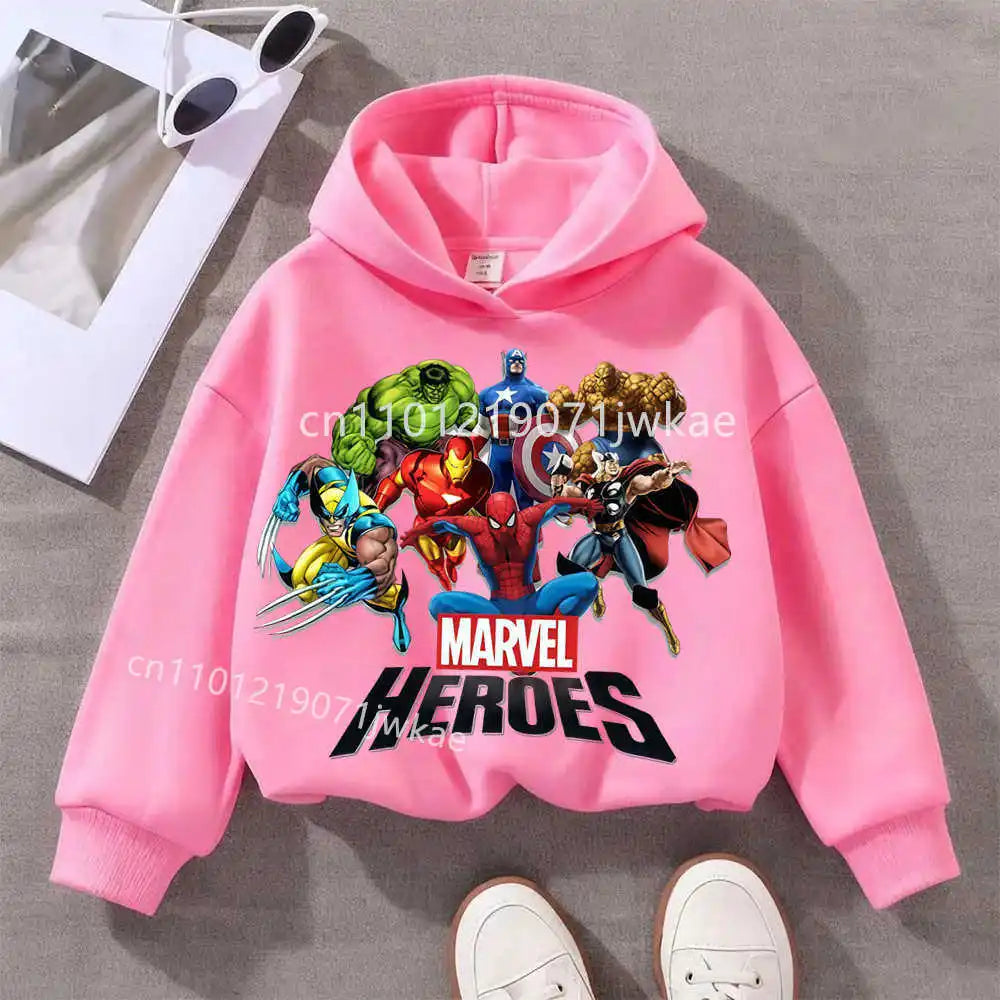 Sweat Capuche Enfant Marvel Heroes Groupe - Rose