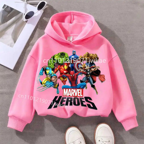 Sweat Capuche Enfant Marvel Heroes Groupe - Rose