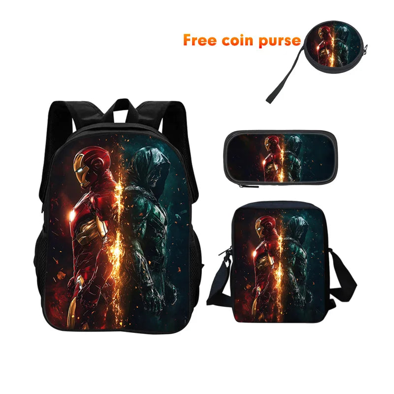 Ensemble Cartable 3 Pièces Avengers Iron Man - Face à Face Silhouette Sombre