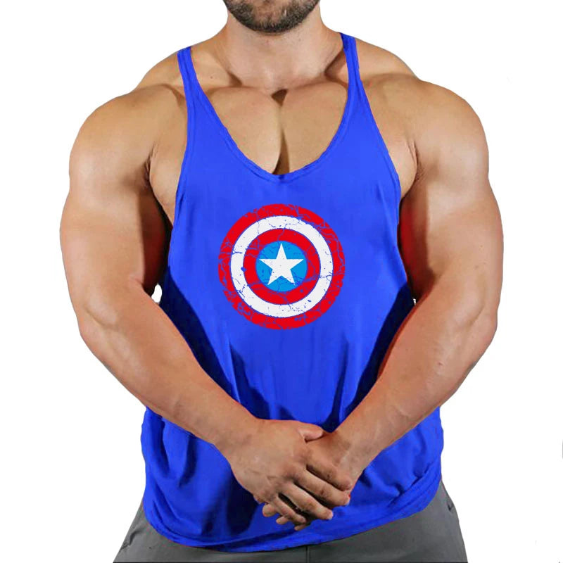 Débardeur Fitness Homme Captain America - Bouclier Rouge