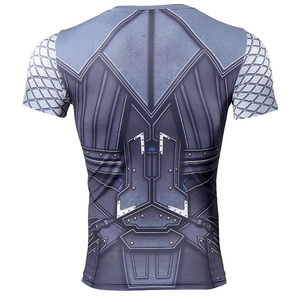 T-Shirt Avengers Thor 3D Compression - Manches Courtes Gris Bleuté