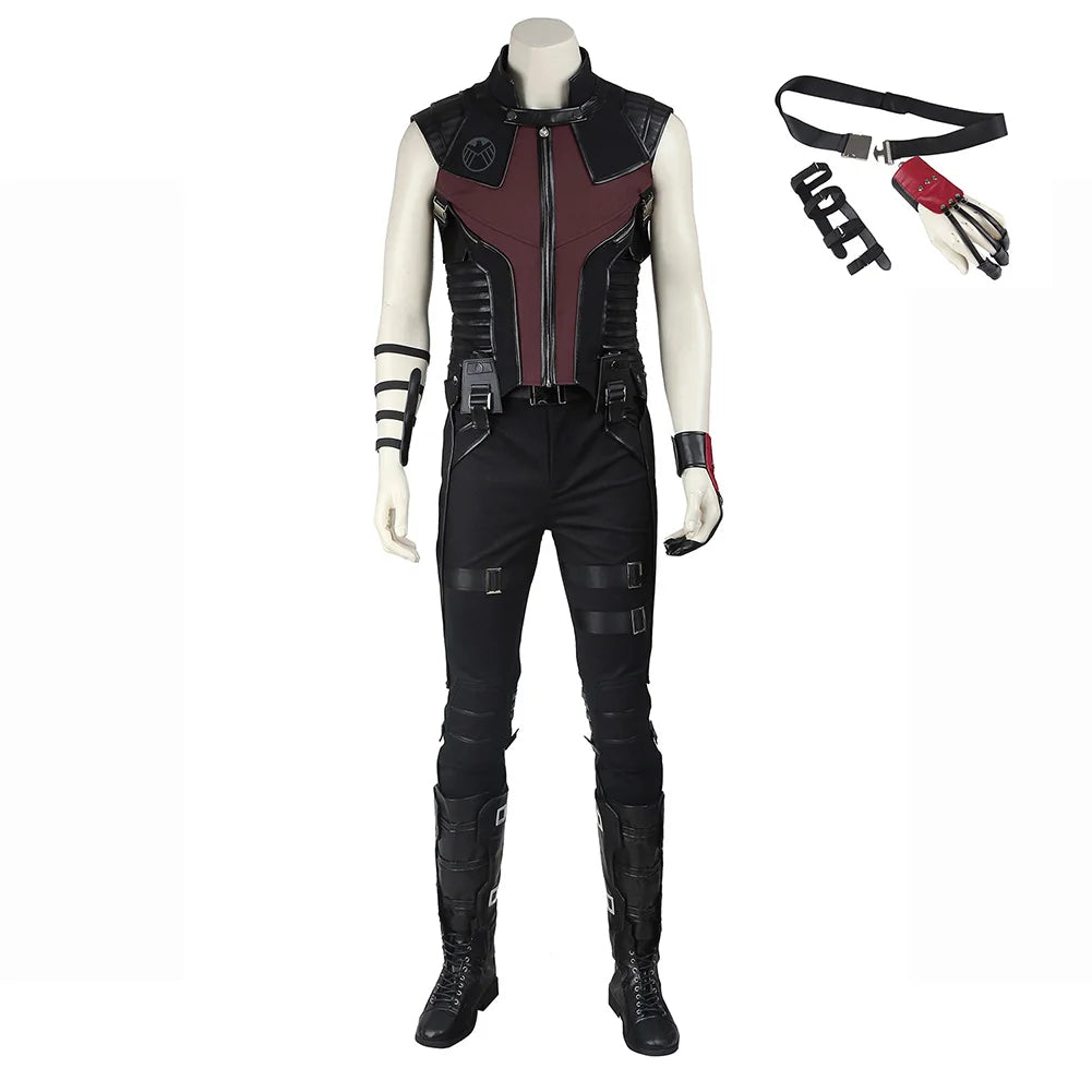 Déguisement Tactique Archer - Gilet Noir et Bordeaux avec Étui à Flèches Dorsal
