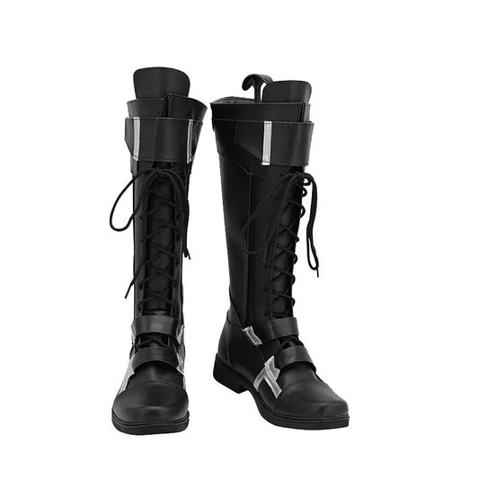 Bottes Winter Soldier - Cuir Noir et Argenté (Femme)