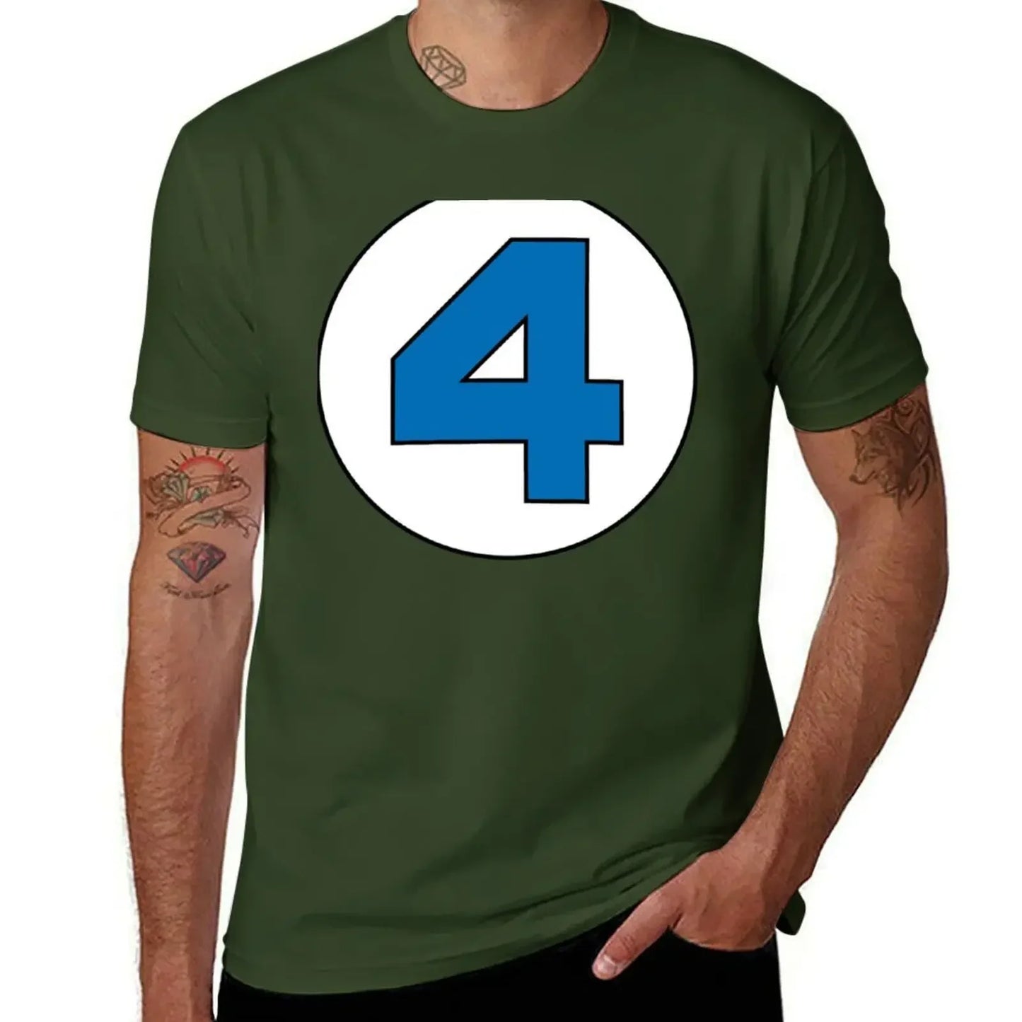 T-Shirt The Fantastic 4 - Logo Rond Noir Grande Taille