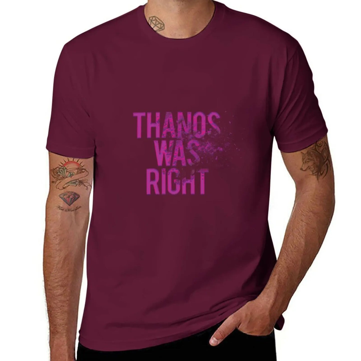 T-Shirt Thanos Was Right - Texte Effet Poussière Homme