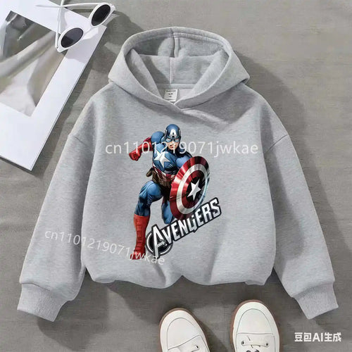 Sweat Capuche Enfant Avengers Captain America Solo - Gris