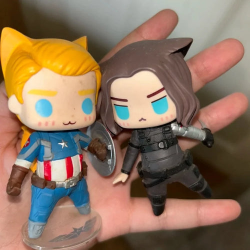 Figurine Chibi Captain America et Bucky Barnes - Décoration Bureau