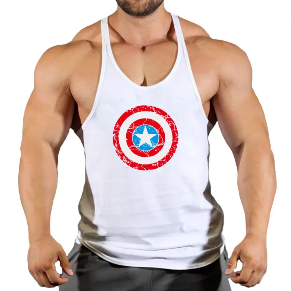 Débardeur Fitness Homme Captain America - Bouclier Rouge