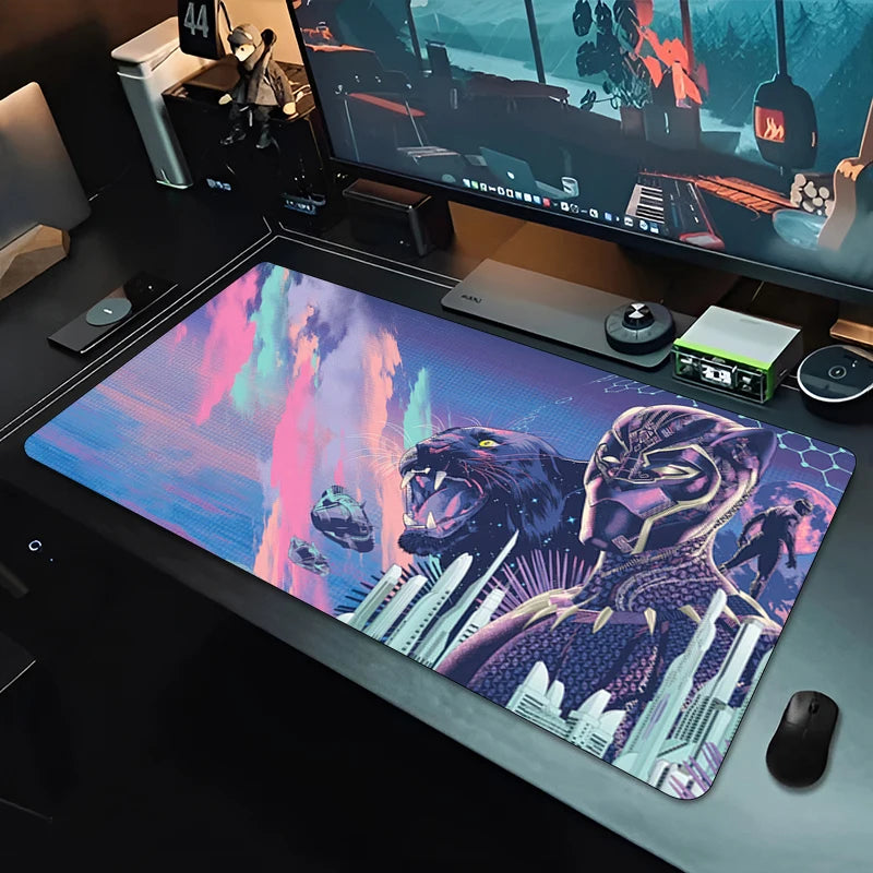Tapis de Souris XXL Gaming Black Panther - Noir Monochrome Bureau