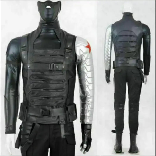 Déguisement Winter Soldier - Combinaison Noire avec Bras Métallique et Étoile Rouge