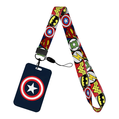 Porte-Badge Captain America - Bouclier Fond Bleu Marine