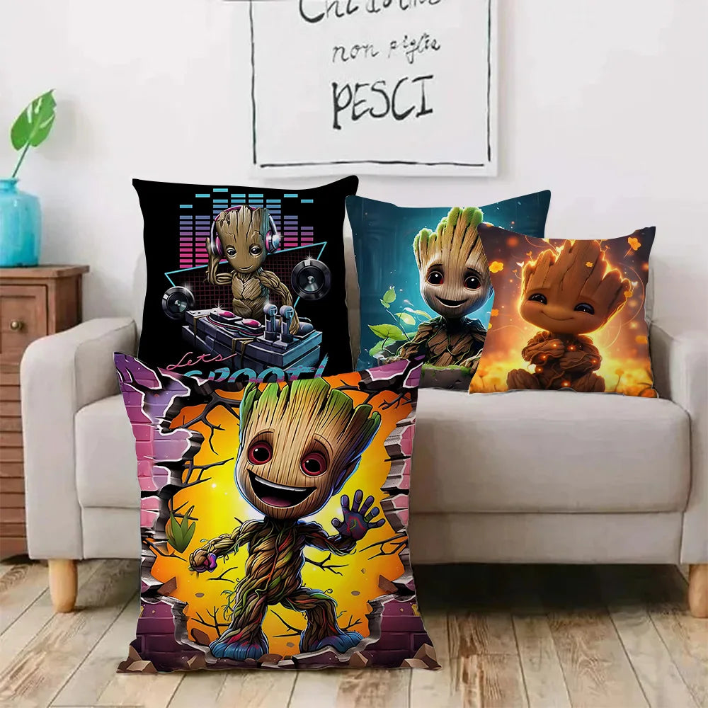 Housse de Coussin Baby Groot - Lucioles Fleurs Dorées Doux