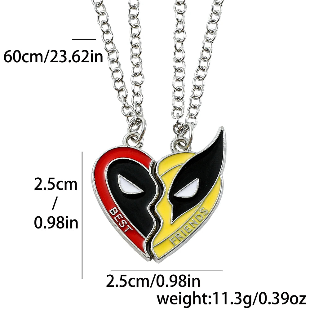 Collier Duo Deadpool Wolverine - Pendentifs Coeur Best Friends