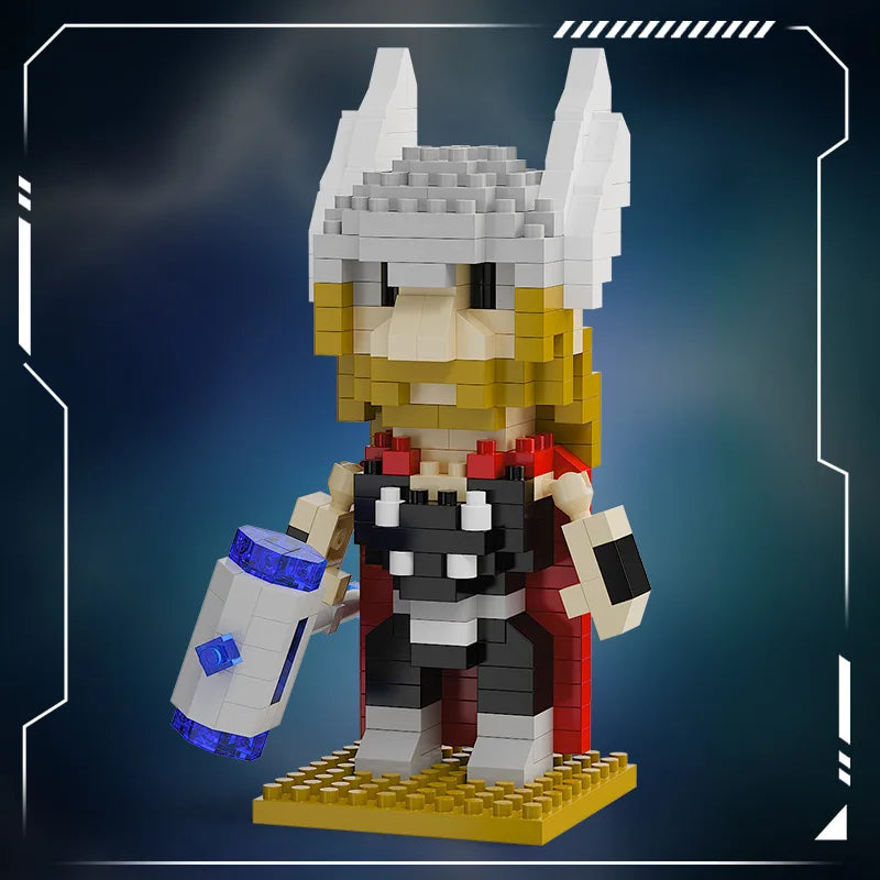 Blocs de Construction Avengers Thor Chibi - Casque Ailé Marteau
