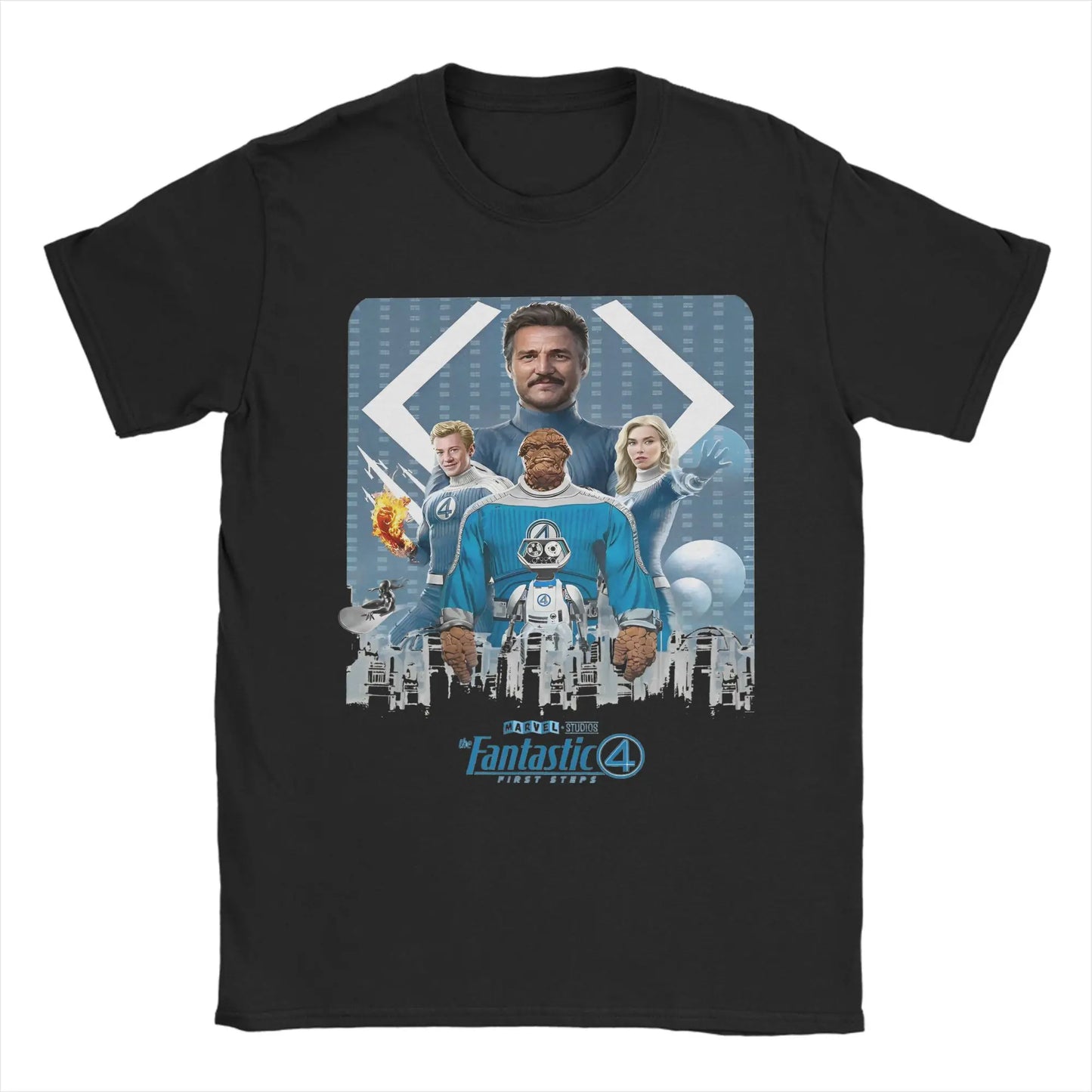 T-Shirt The Fantastic 4 First Steps - Poster Rétro Bleu Unisexe