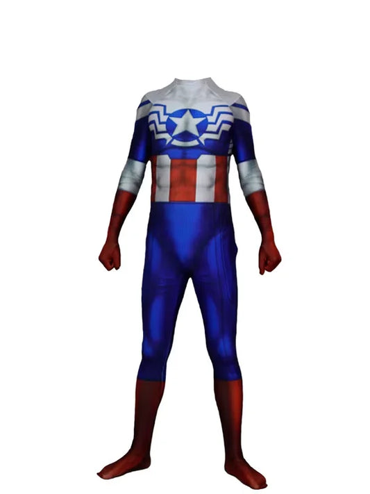 Déguisement Captain America - Combinaison Bleu Blanc Rouge Étoile