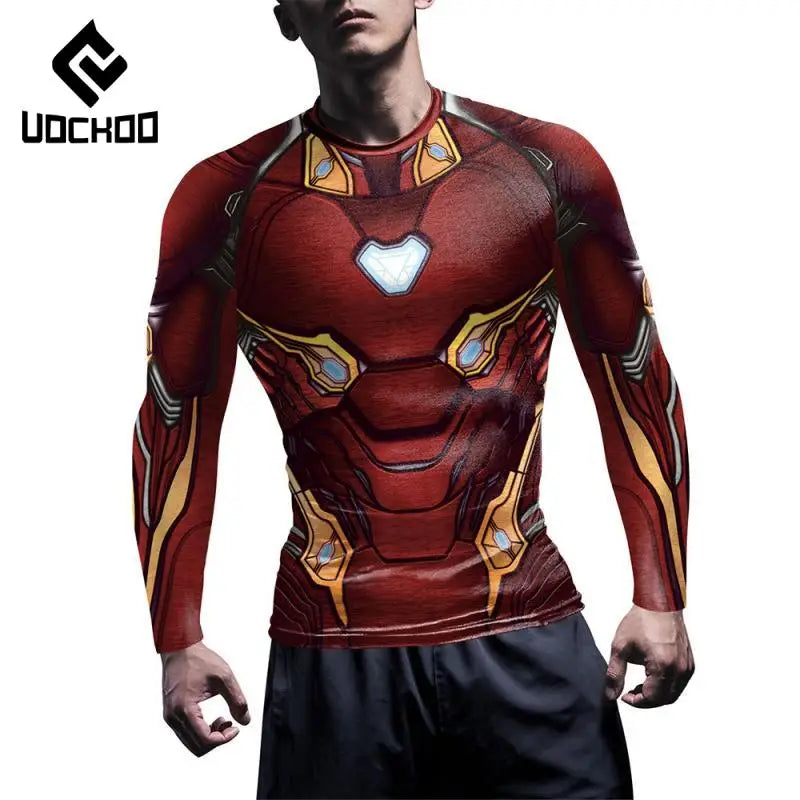 T-Shirt Compression Iron Man - Manches Longues Armure Rouge