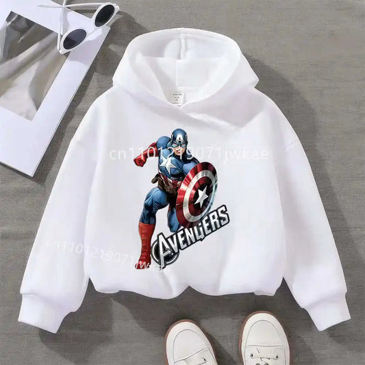 Sweat Capuche Enfant Avengers Captain America Solo - Blanc