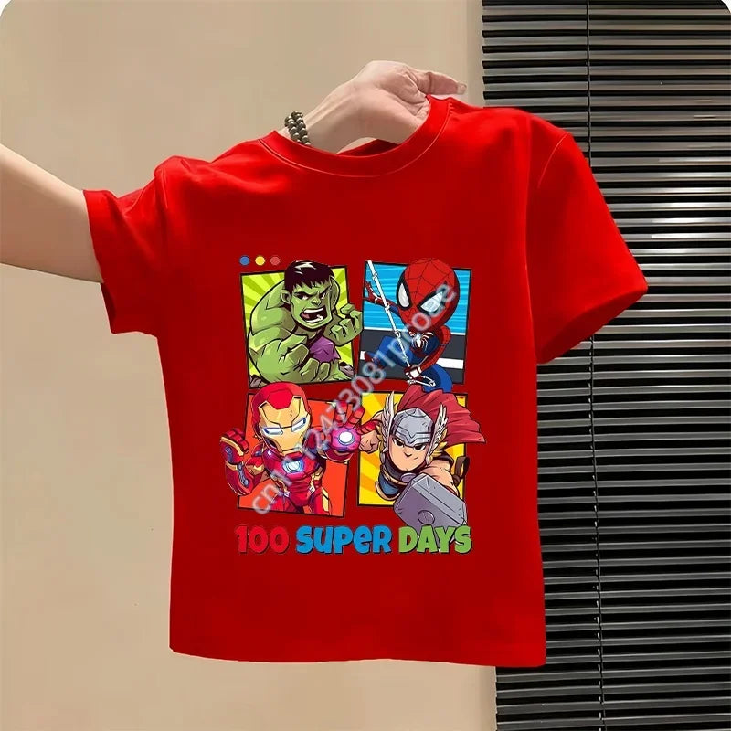 T-Shirt Enfant Avengers 100 Super Days - Rouge