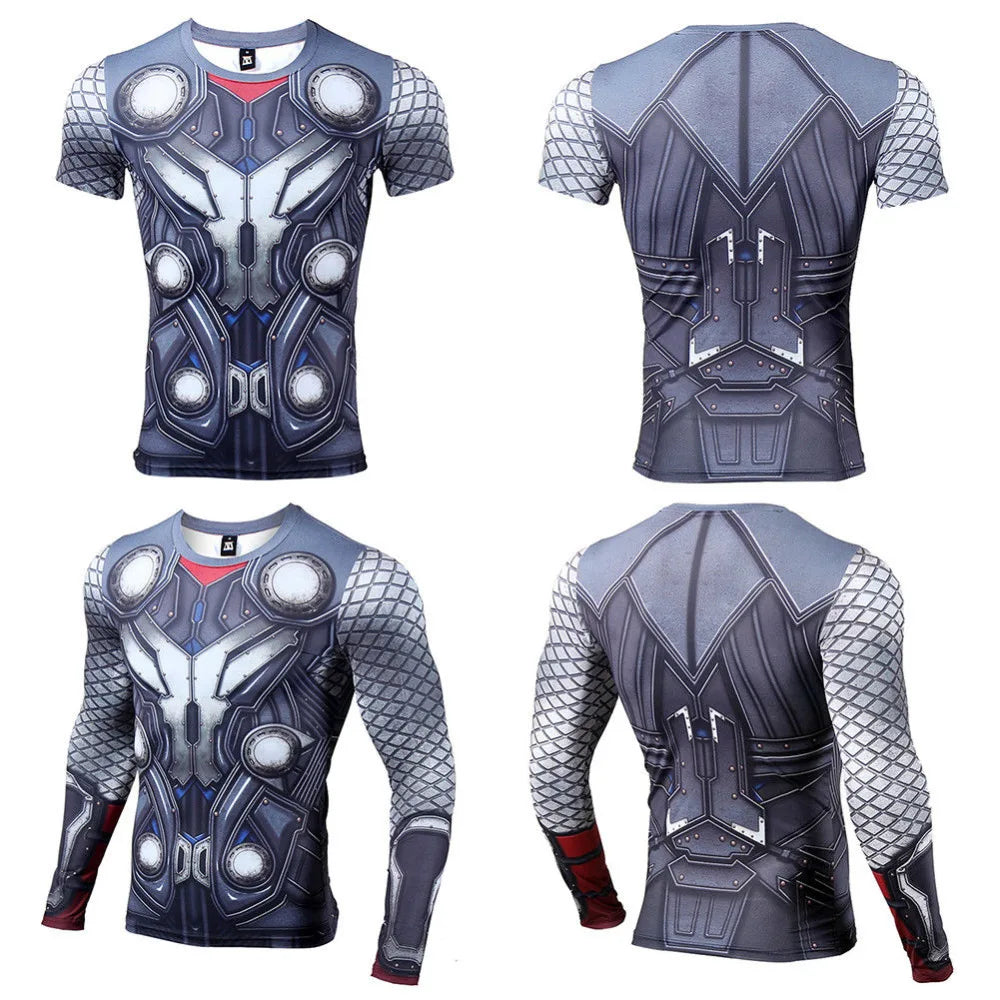 T-Shirt Avengers Thor 3D Compression - Manches Longues Gris Bleuté