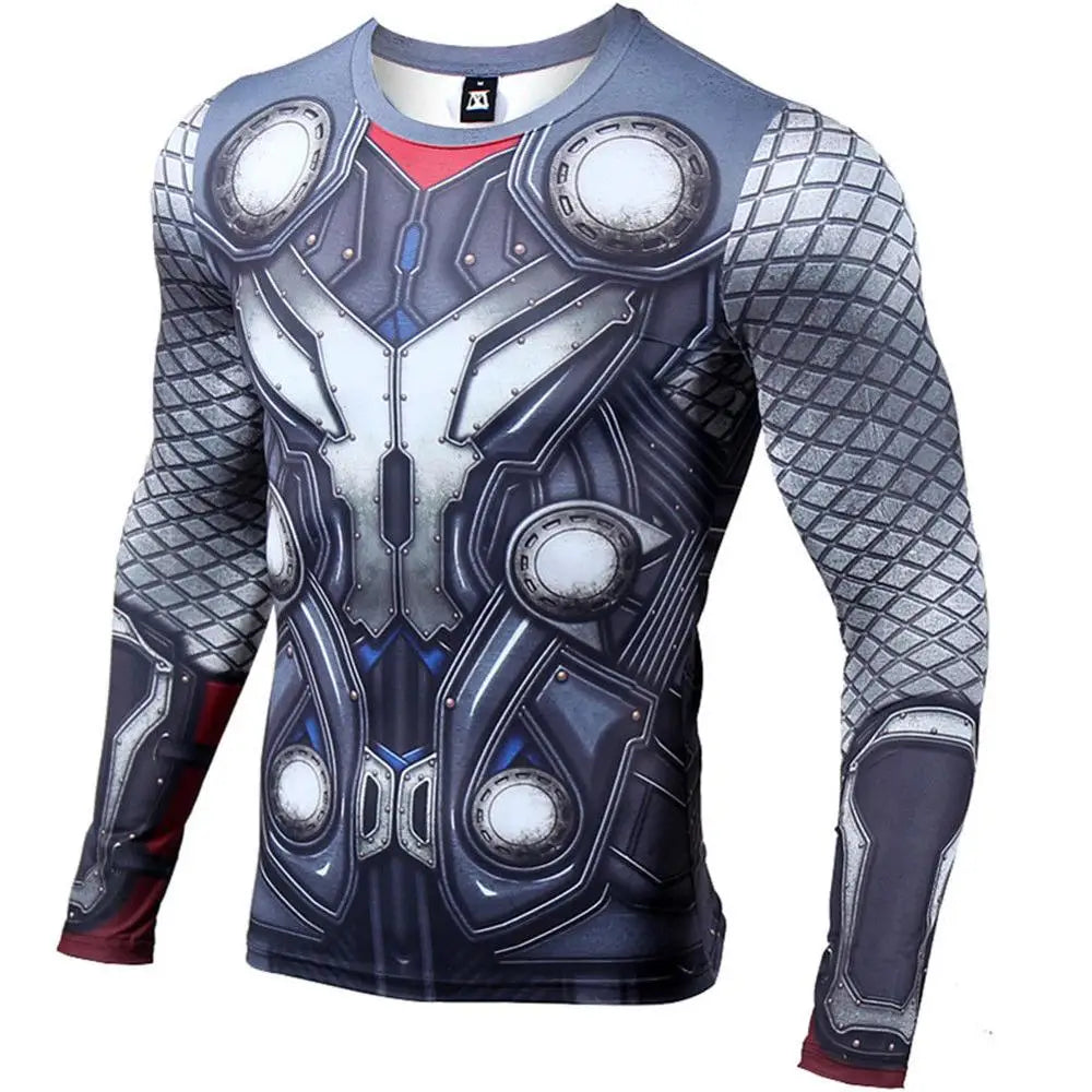 T-Shirt Avengers Thor 3D Compression - Manches Longues Gris Bleuté
