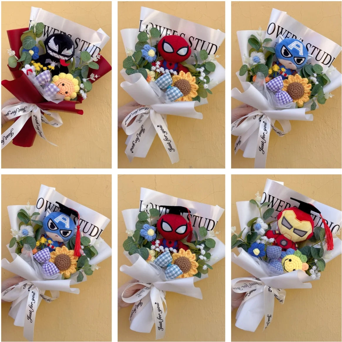 Bouquet Avengers Spider-Man - Peluche Cadeau Fait Main
