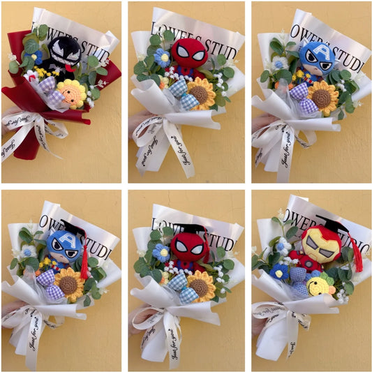 Bouquet Avengers Spider-Man - Peluche Cadeau Fait Main