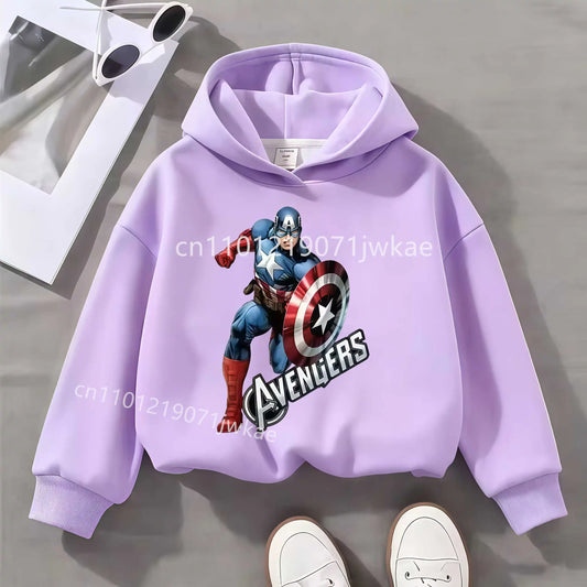 Sweat Capuche Enfant Avengers Captain America Solo - Lilas
